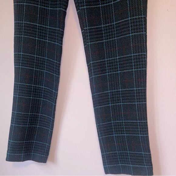 Feraud Size 30 Wool Blend Navy Blue Plaid Trouser Pants - Picture 3 of 9